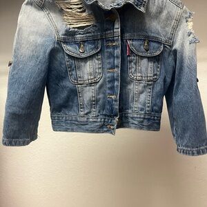 DSQUARED Kids Distressed Blue Jean Jacket